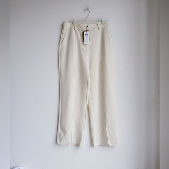 NWT VERO MODA AWARE Suri Split-Front Wide Leg Trousers | Size XL | Cream/Ivory - Picture 4 of 8